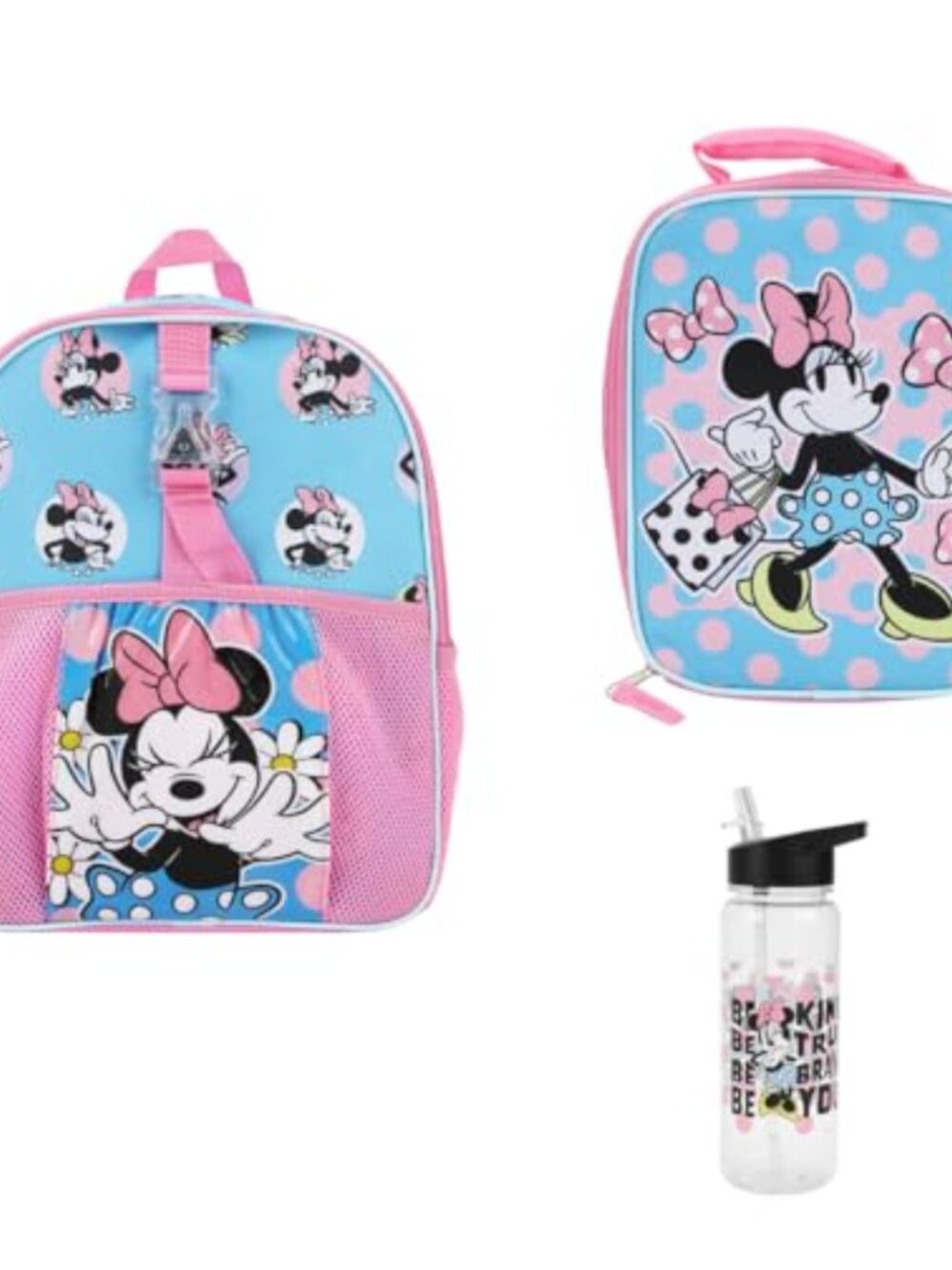 Minnie Mouse 14" 3-Piece Toddler Backpack Lunchbox Water Bottle Set